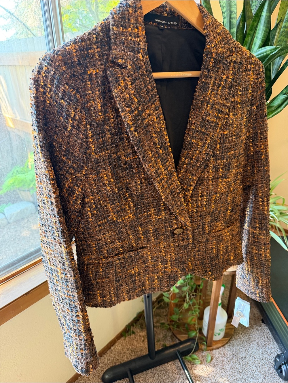 Amanda & Chelsea Brown Tweed Blazer with Gold Flecks